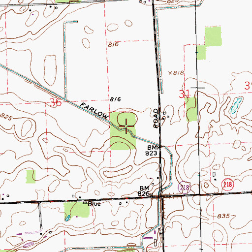 Topographic Map of Farlow Ditch, IN