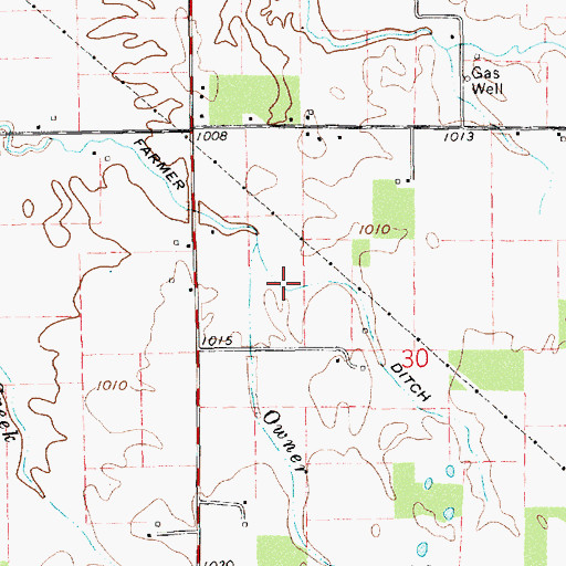 Topographic Map of Farmer Ditch, IN