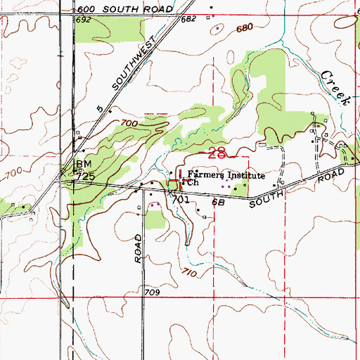 Topographic Map of Farmers Institute Church, IN