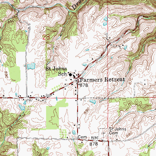Topographic Map of Farmers Retreat, IN