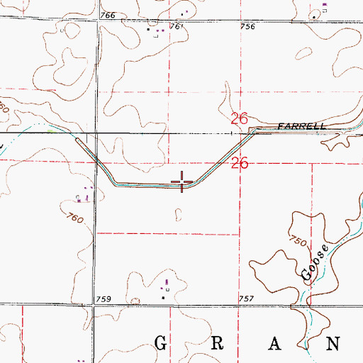 Topographic Map of Farrell Ditch, IN