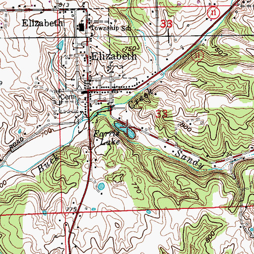 Topographic Map of Farris Lake, IN