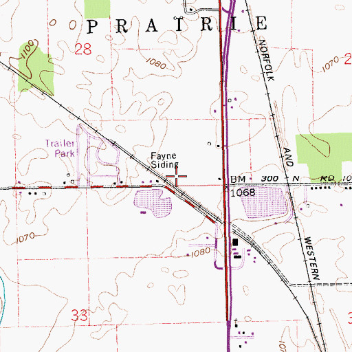 Topographic Map of Fayne Siding, IN