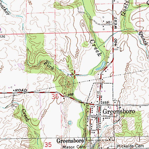 Topographic Map of Feather Fork, IN