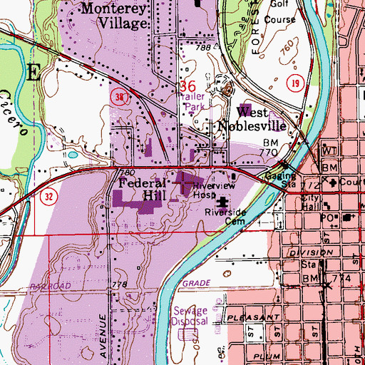 Topographic Map of Federal Hill, IN
