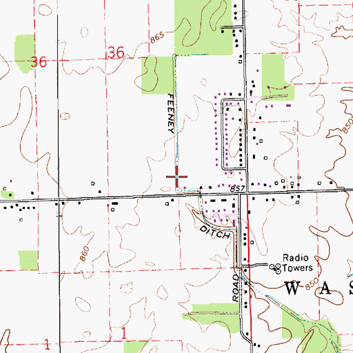 Topographic Map of Feeney Ditch, IN