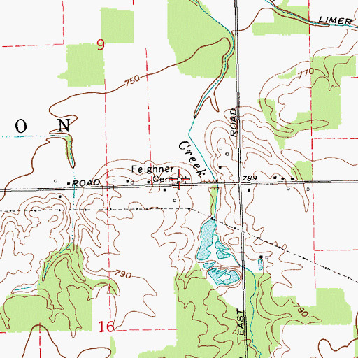 Topographic Map of Feighner Cemetery, IN