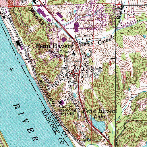 Topographic Map of Fenn Haven, IN
