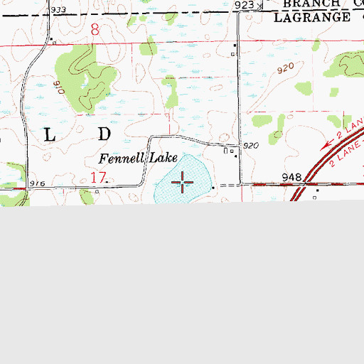 Topographic Map of Fennell Lake, IN