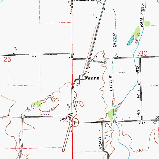 Topographic Map of Fenns, IN
