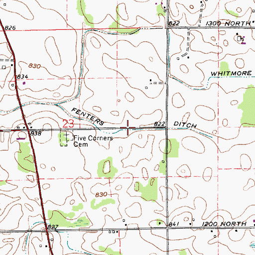 Topographic Map of Fenters Ditch, IN