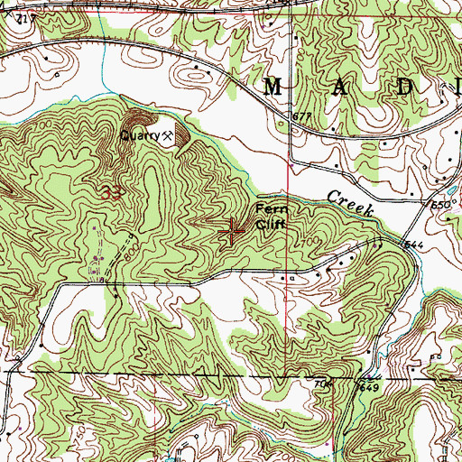 Topographic Map of Fern Cliff, IN
