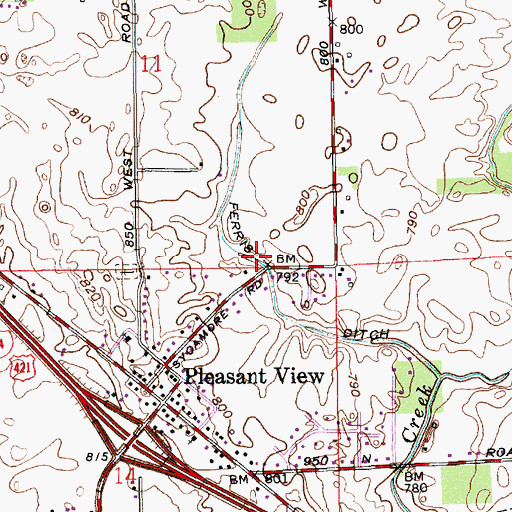 Topographic Map of Ferris Ditch, IN