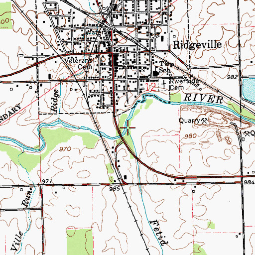 Topographic Map of Fetid Creek, IN