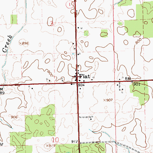 Topographic Map of Fiat, IN