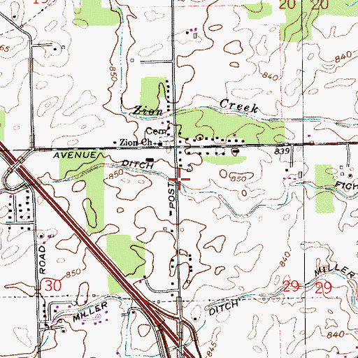 Topographic Map of Ficher Ditch, IN