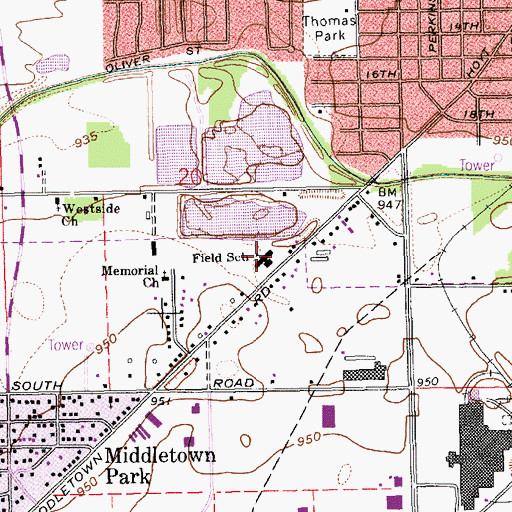 Topographic Map of Field School, IN