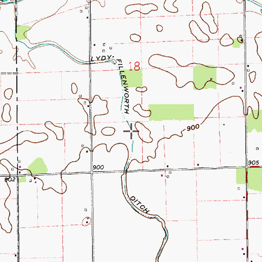 Topographic Map of Lydy-Fillenworth Ditch, IN