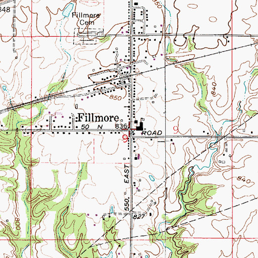 Topographic Map of Fillmore, IN