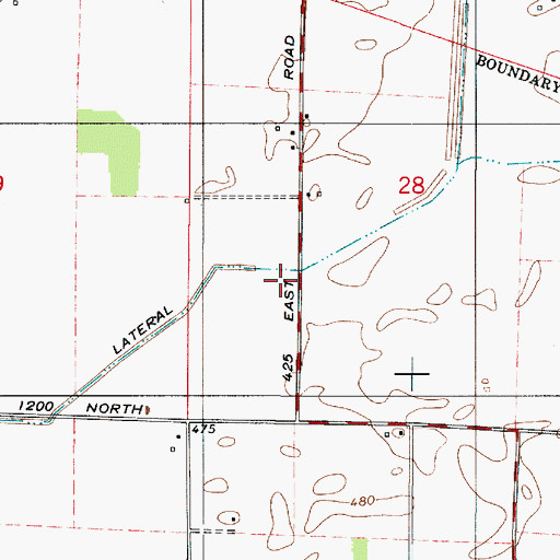 Topographic Map of Findley Lateral, IN