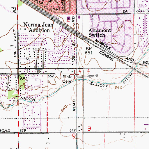 Topographic Map of Fink Cemetery, IN