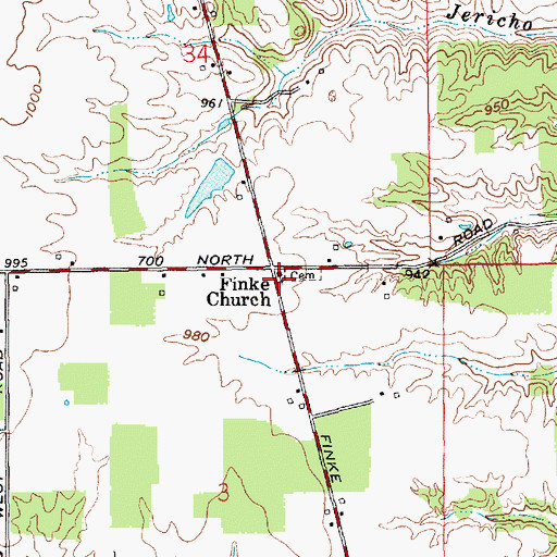 Topographic Map of Finke Church, IN