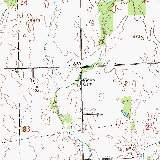 Topographic Map of Finley Cemetery, IN
