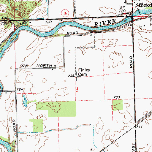 Topographic Map of Finley Cemetery, IN