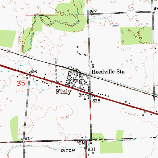 Topographic Map of Carrollton, IN