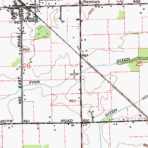 Topographic Map of Finn Ditch, IN