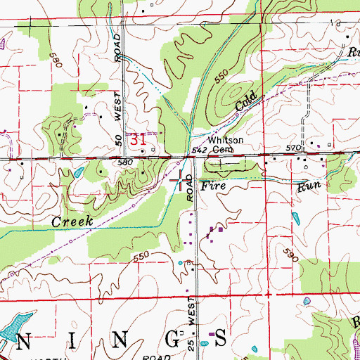 Topographic Map of Fire Run, IN