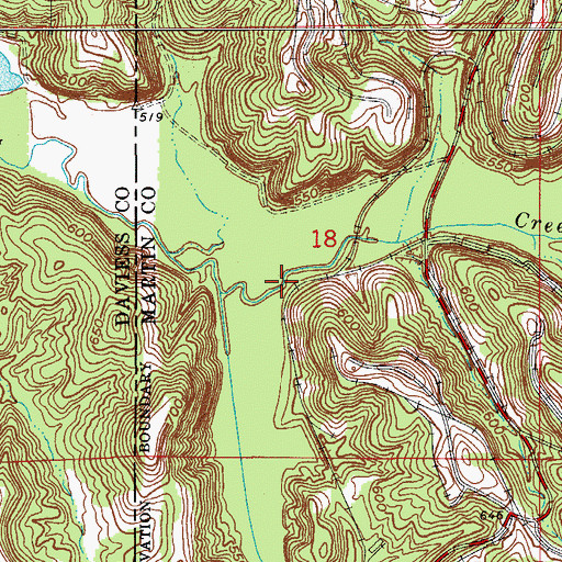 Topographic Map of First Creek, IN