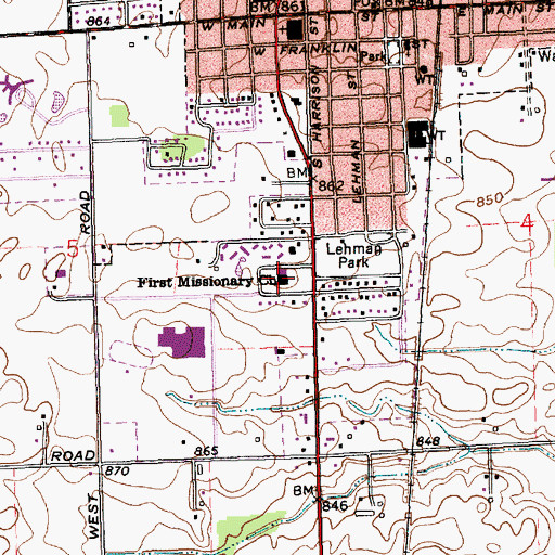 Topographic Map of First Missionary Church, IN