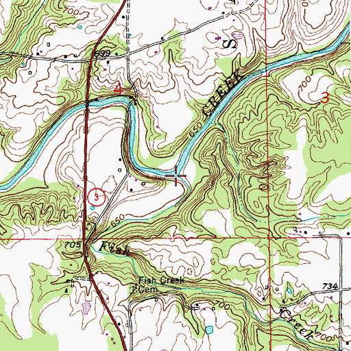 Topographic Map of Fish Creek, IN