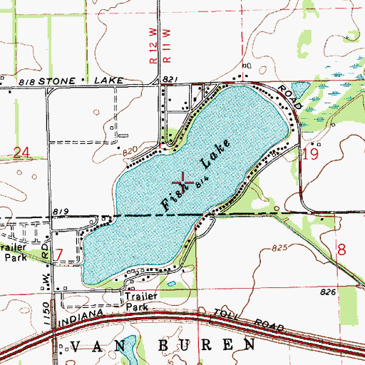Topographic Map of Fish Lake, MI