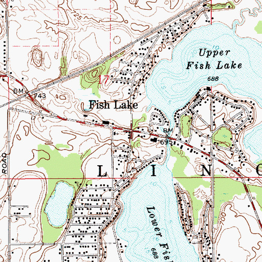Topographic Map of Fish Lake, IN