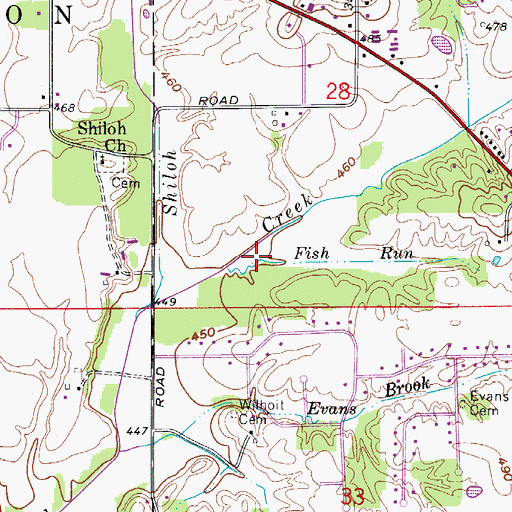Topographic Map of Fish Run, IN