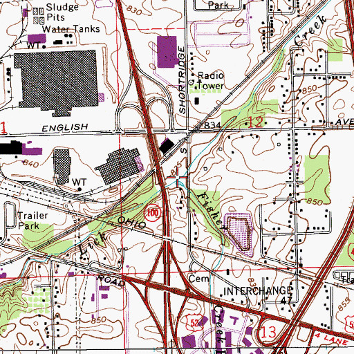 Topographic Map of Fisher Branch, IN