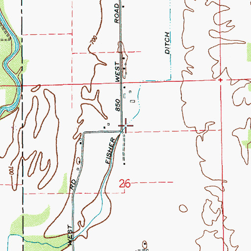 Topographic Map of Fisher Ditch, IN