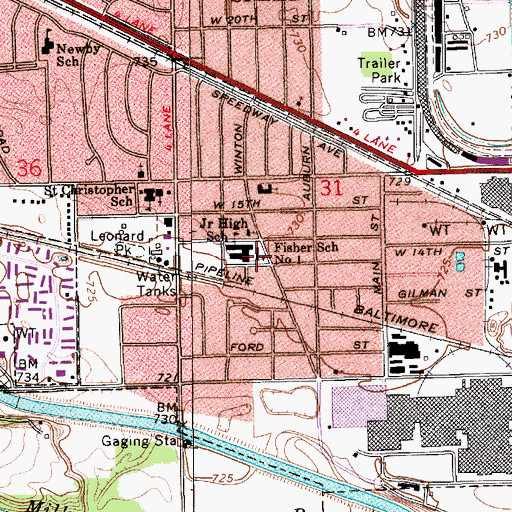 Topographic Map of Carl G Fisher Elementary School, IN