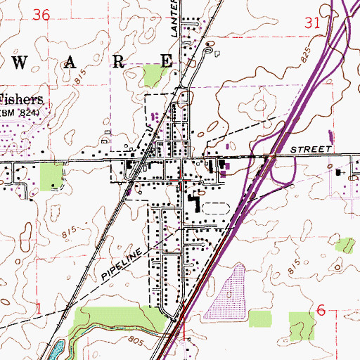Topographic Map of Fishers, IN