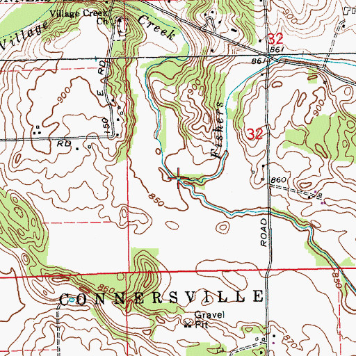Topographic Map of Fishers Creek, IN