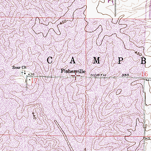 Topographic Map of Fisherville, IN