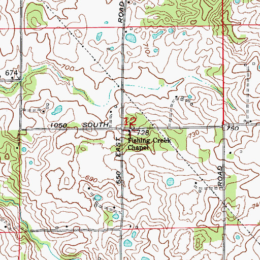Topographic Map of Fishing Creek Chapel, IN