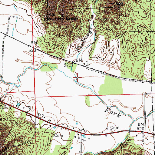 Topographic Map of Fishing Run, IN