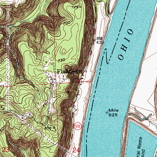 Topographic Map of Fishtown, IN
