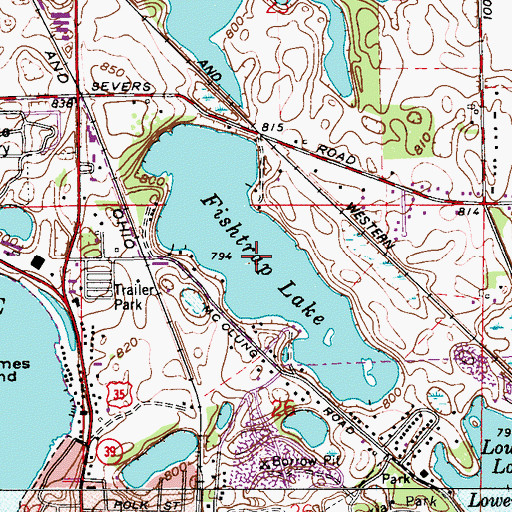 Topographic Map of Fishtrap Lake, IN