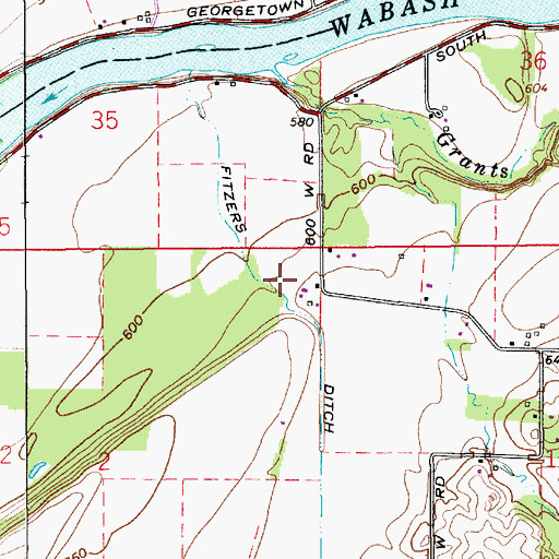 Topographic Map of Fitzers Ditch, IN