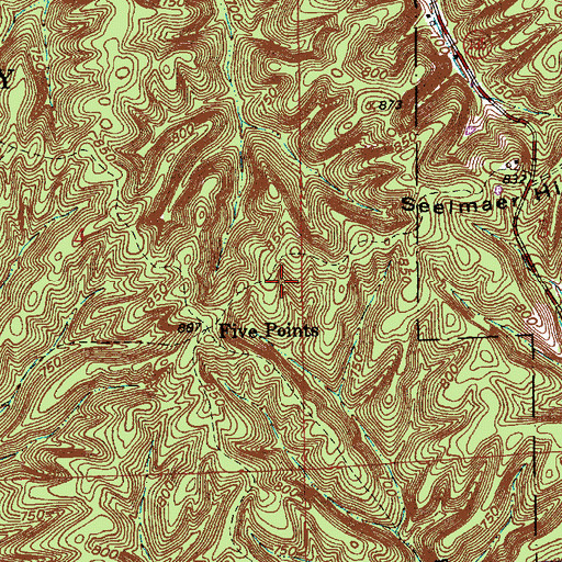 Topographic Map of Five Points, IN