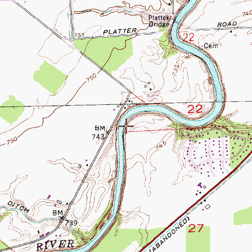Topographic Map of Five Points, IN